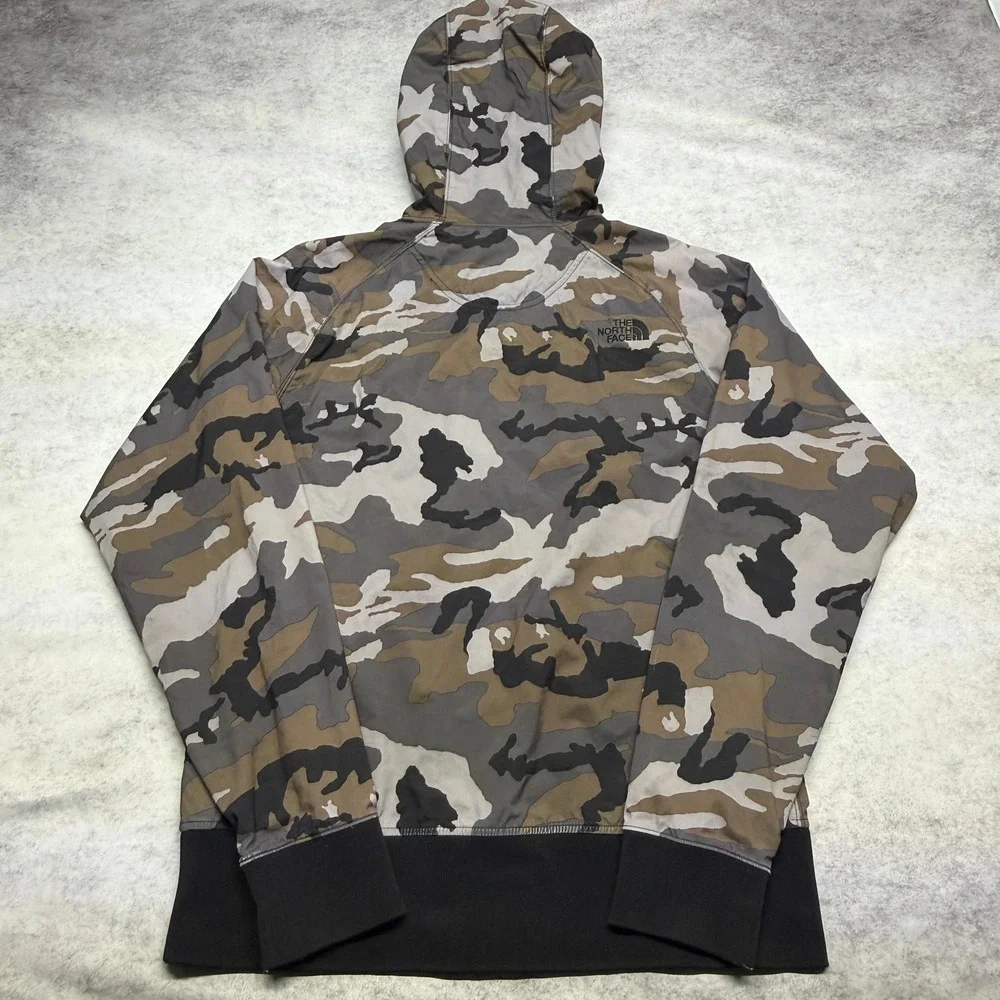 The North Face Mens Camo Full Zip Hoodie Grey Brown Blue Lining‎ Size M